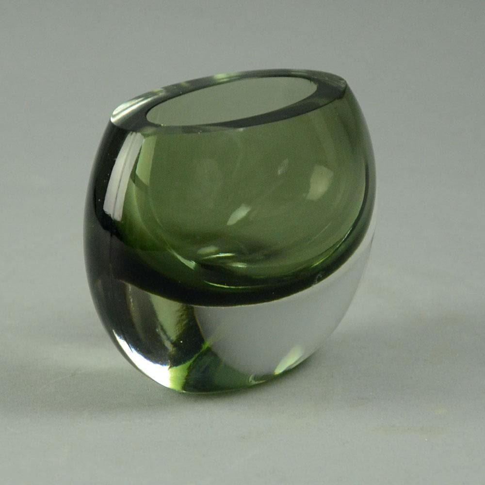 Tapio Wirkkala for Iittala "Sommerso" vase in gray and clear glass A1621 - Freeforms