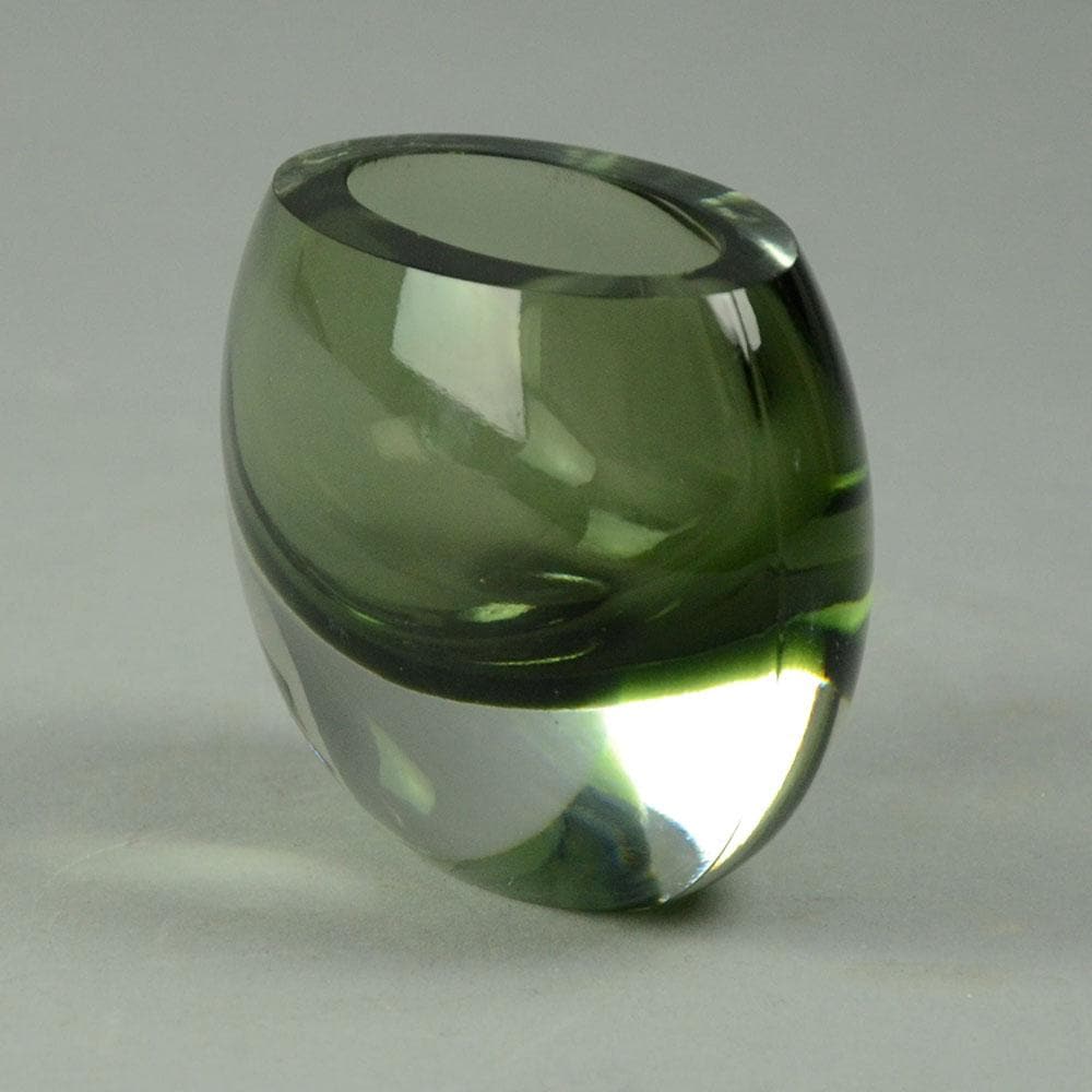 Tapio Wirkkala for Iittala "Sommerso" vase in gray and clear glass A1621 - Freeforms