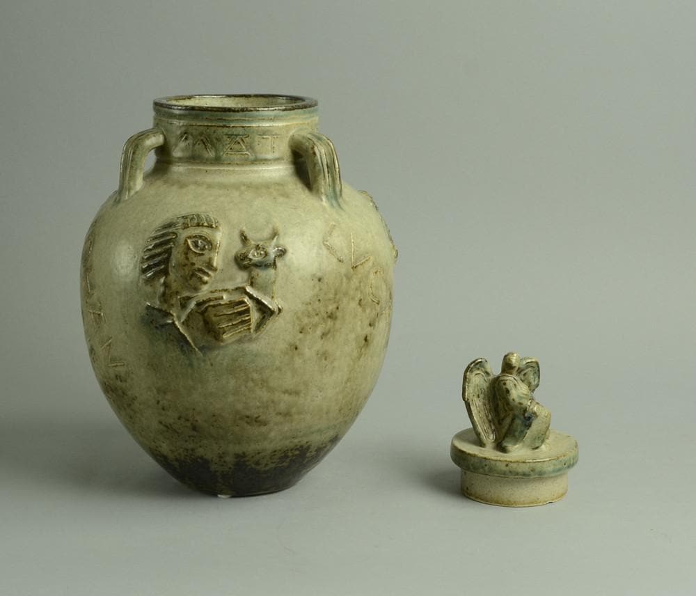 "The Four Evangelists" handled, lidded jar by Jais Nielsen for Royal Copenhagen N9821 - Freeforms