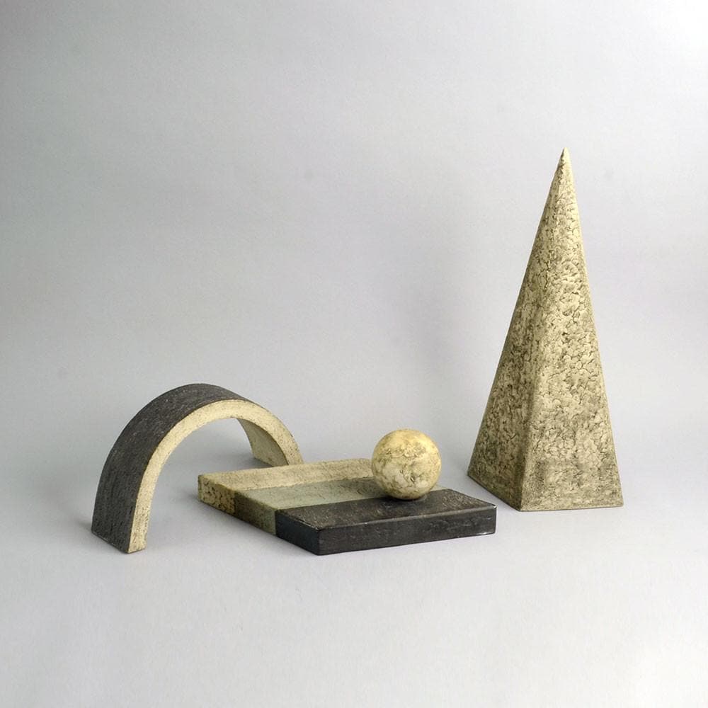 Three piece stoneware abstract sculpture by Antje Brüggemann-Breckwoldt C5109 - Freeforms