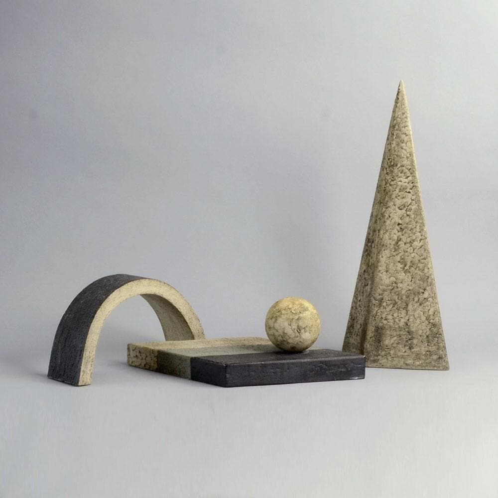 Three piece stoneware abstract sculpture by Antje Brüggemann-Breckwoldt C5109 - Freeforms