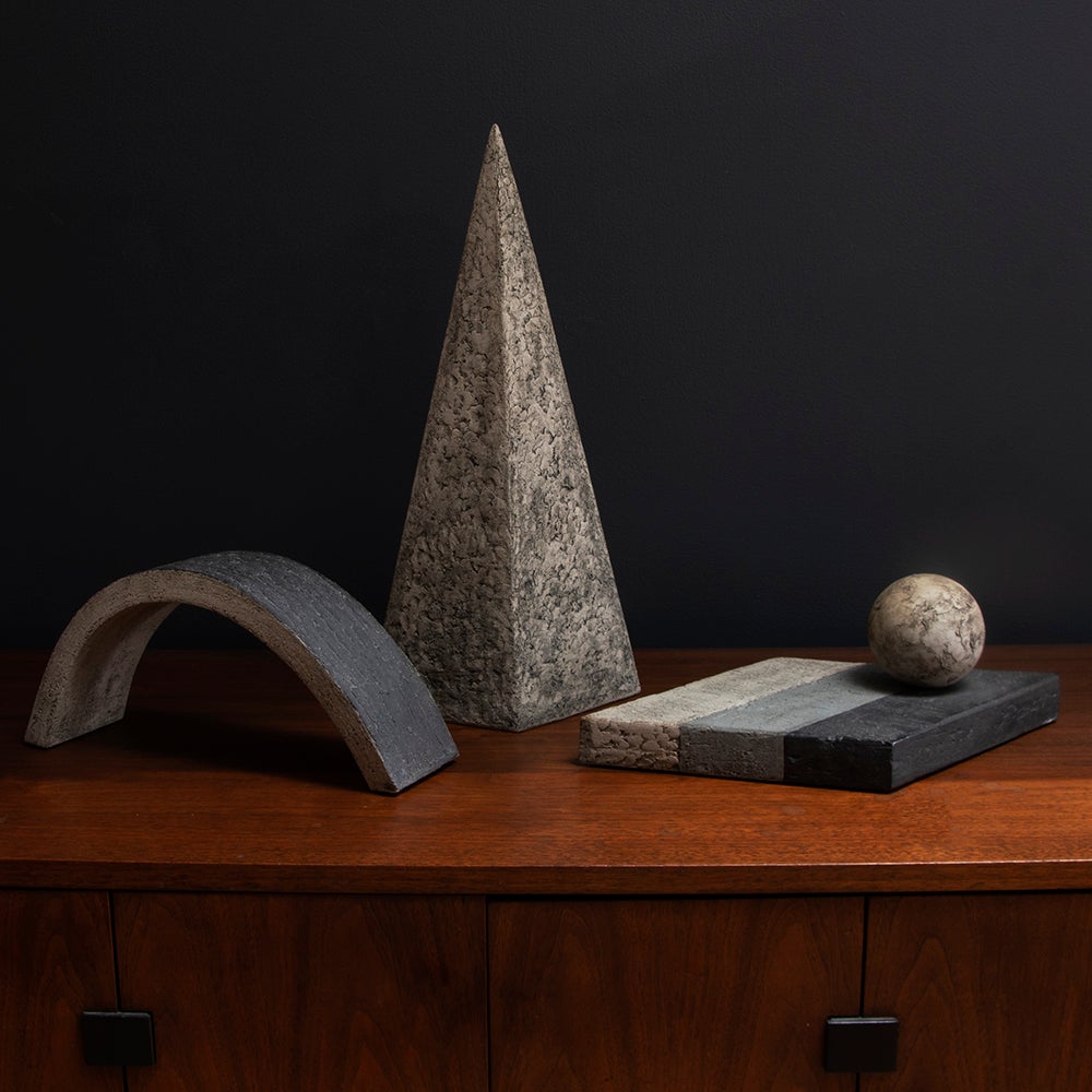 Three piece stoneware abstract sculpture by Antje Brüggemann-Breckwoldt C5109 - Freeforms