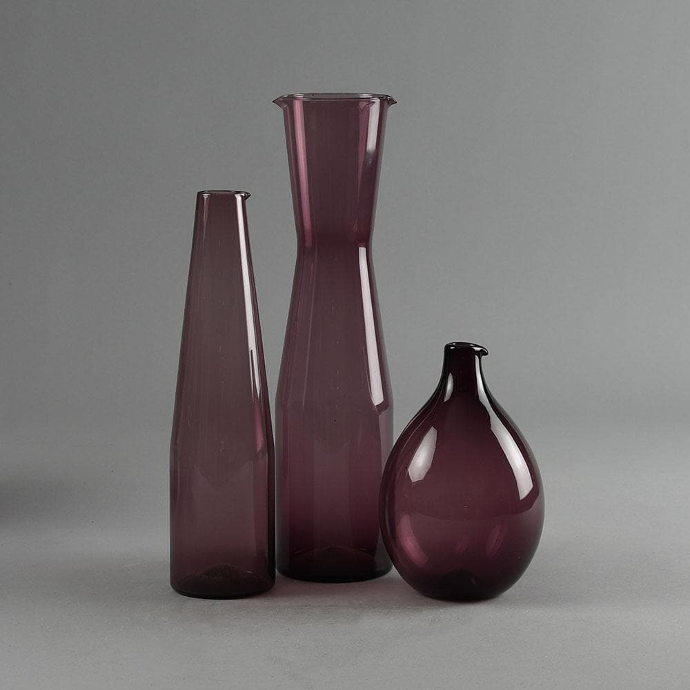 Timo Sarpaneva for Iittala, three purple "i-glass" decanters - Freeforms