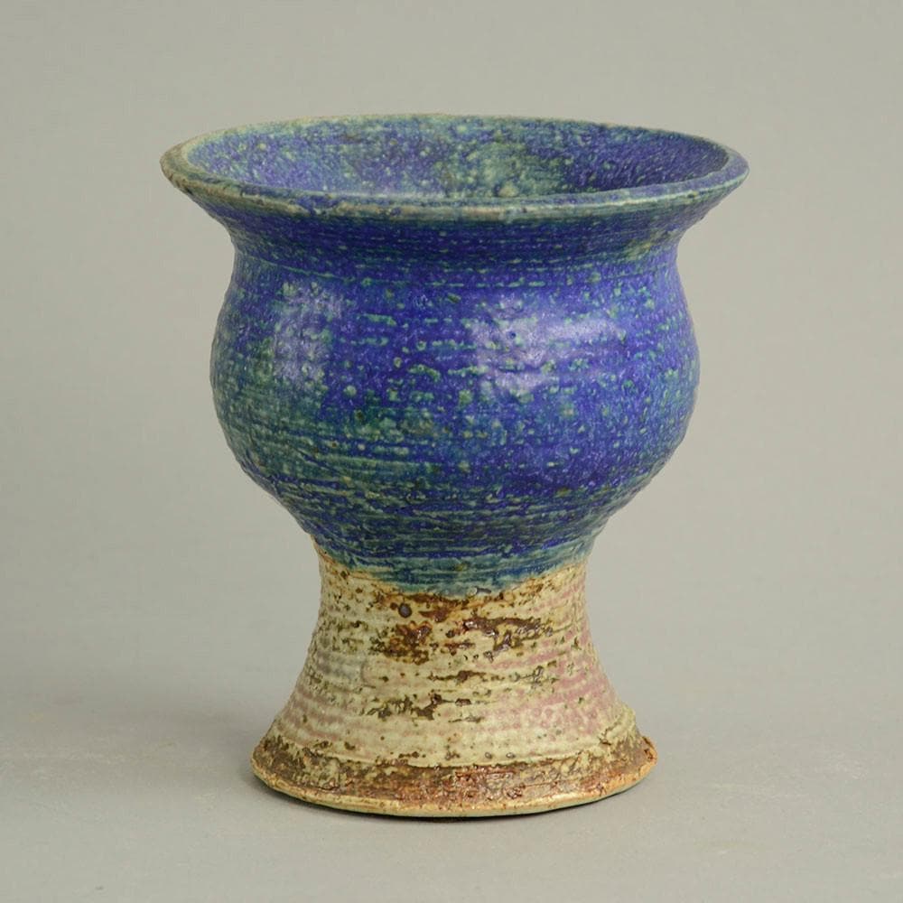 Unique chamotte stoneware goblet shaped vase by Annikki Hovisaari N2062 - Freeforms