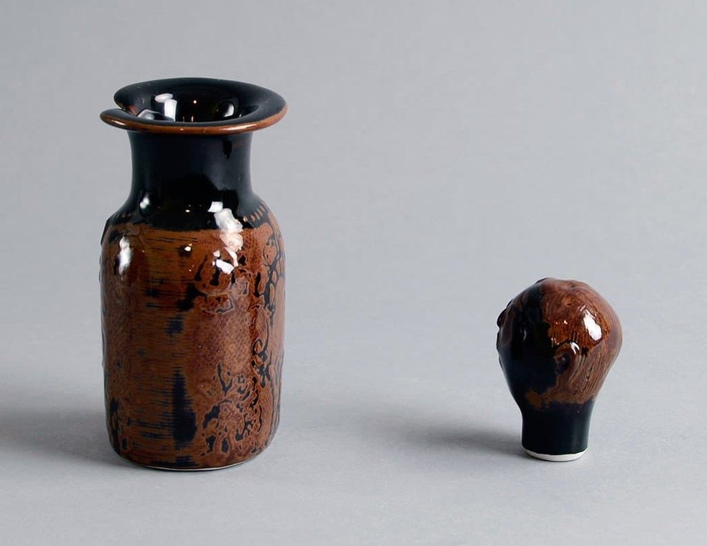 Unique stoneware bottle by Stig Lindberg A1916 - Freeforms