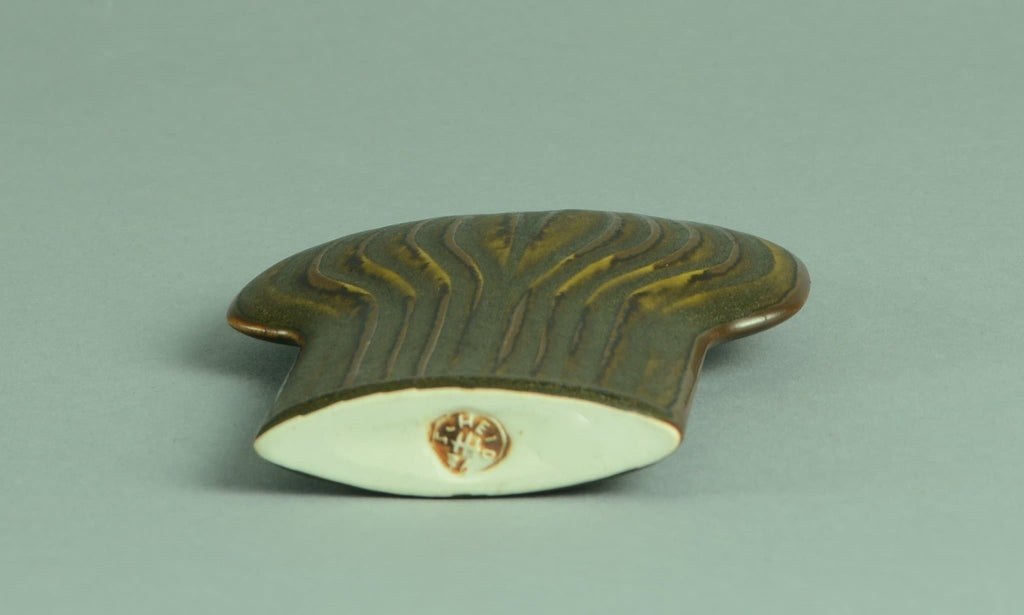 Unique stoneware flattened sculptural vessel form by Karl Scheid N9382 - Freeforms