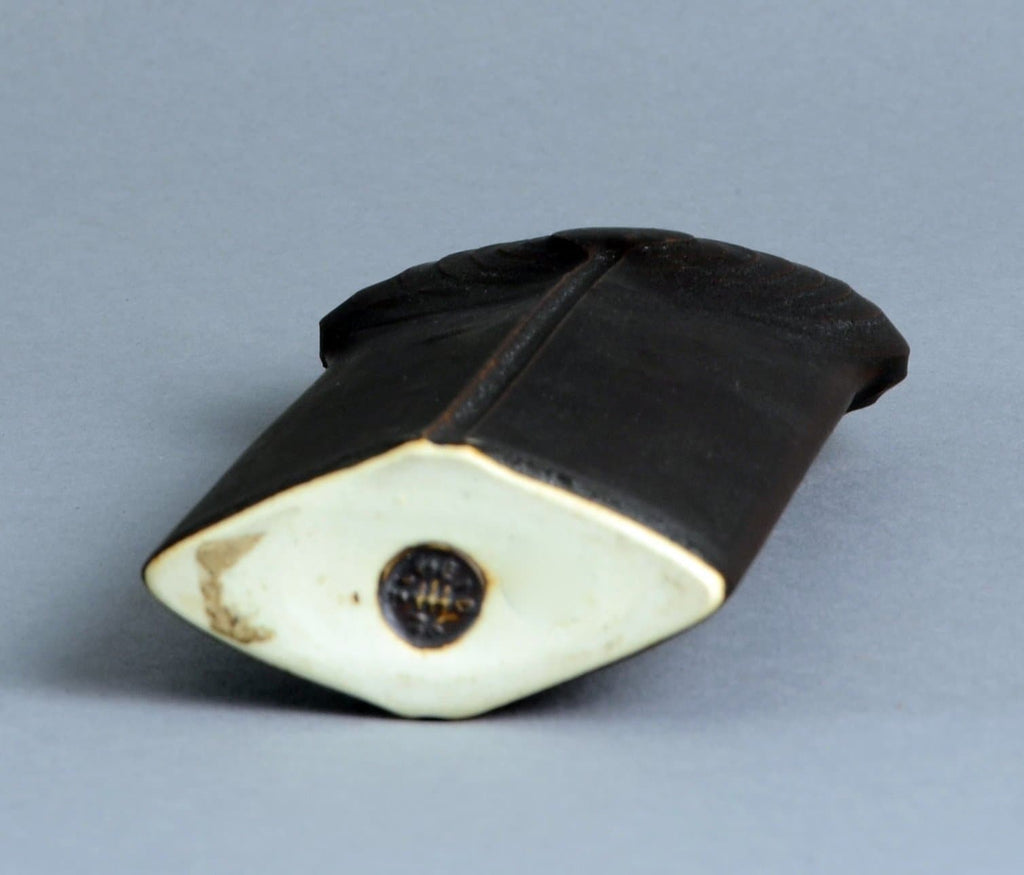 Unique stoneware flattened sculptural vessel form by Karl Scheid N9485 - Freeforms