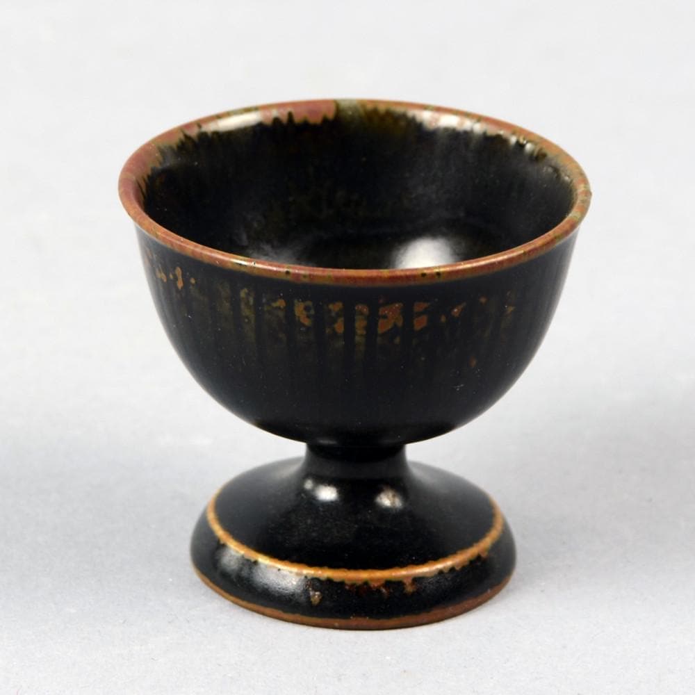 Unique stoneware miniature footed bowl by Stig Lindberg N7355 - Freeforms