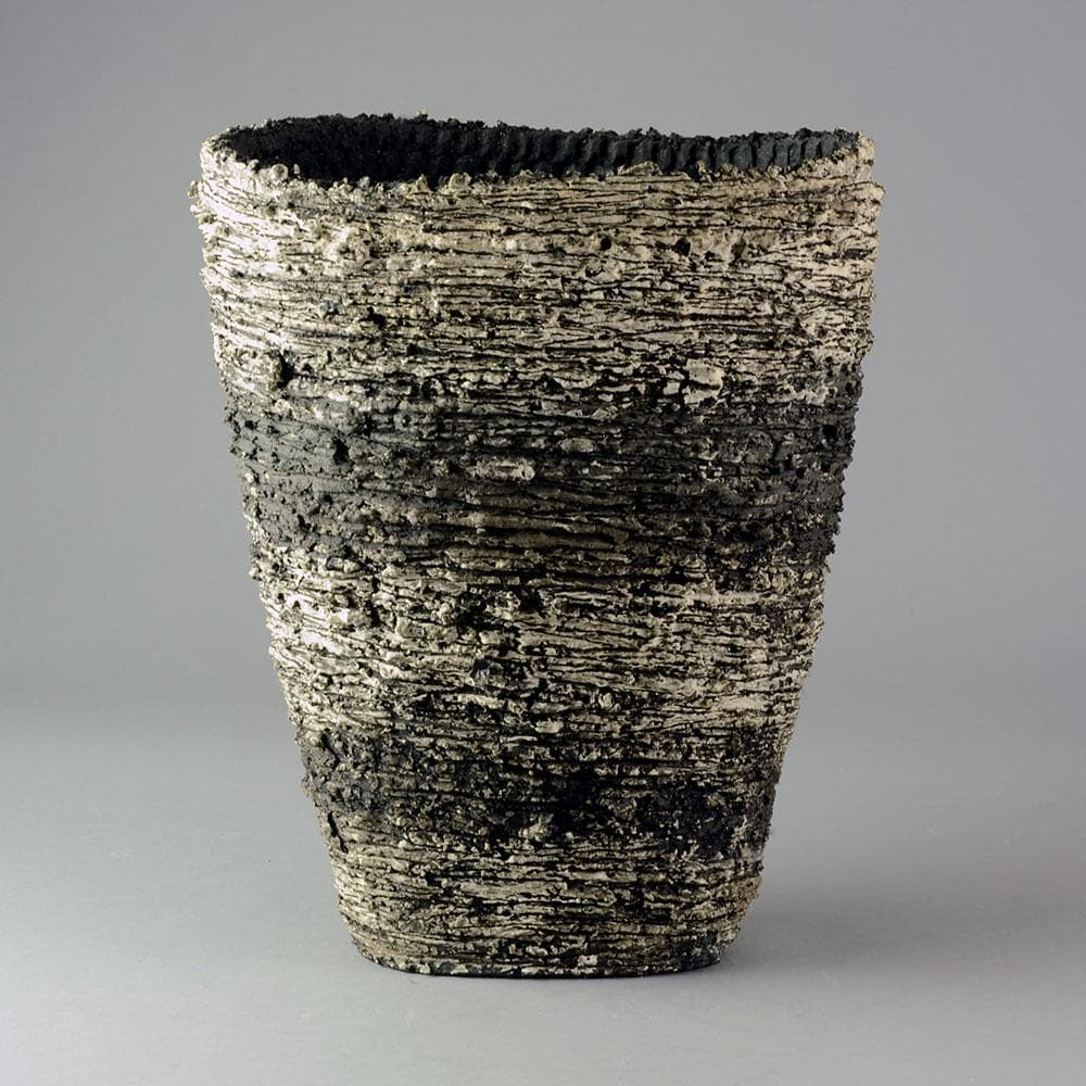 Unique stoneware monumental triangular coil built vessel by Sarah Purvey D6230 - Freeforms