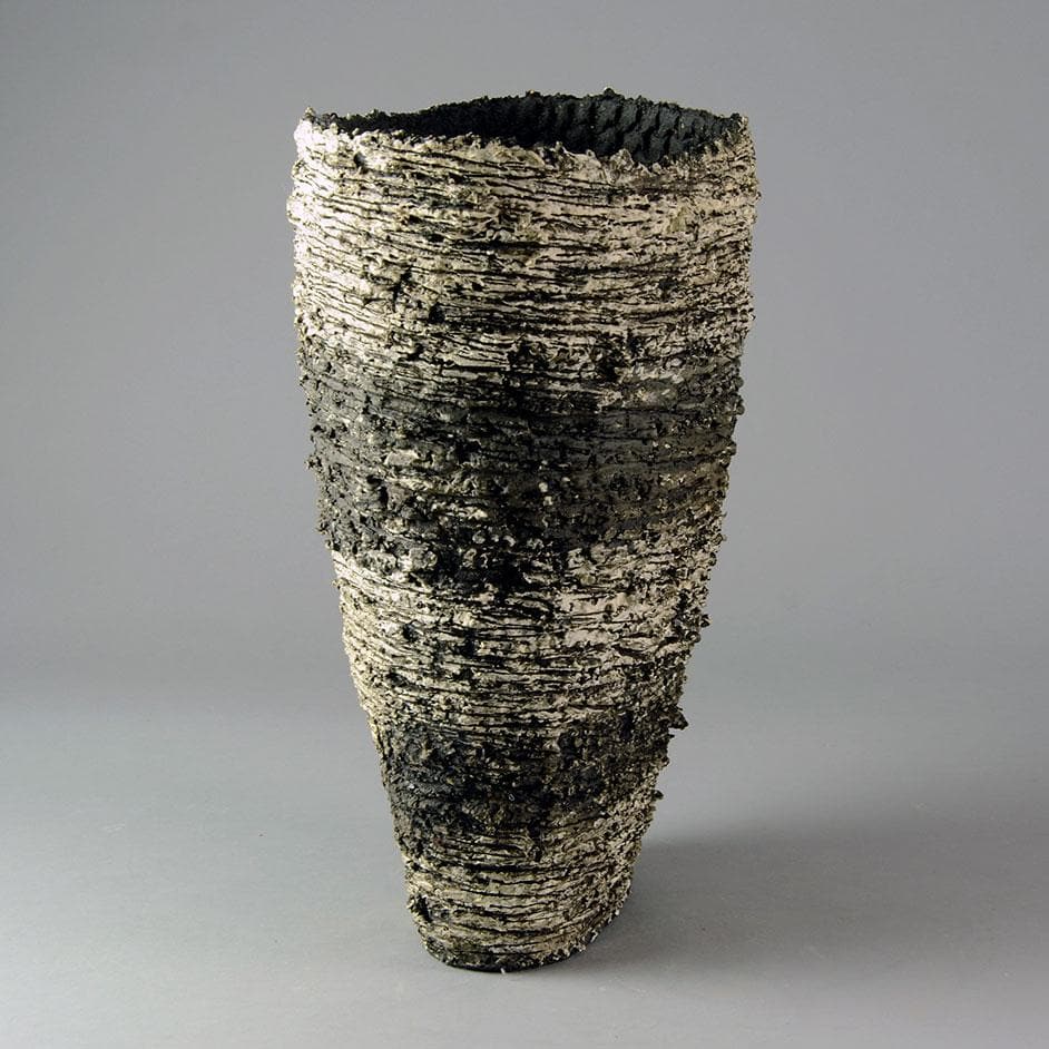 Unique stoneware monumental triangular coil built vessel by Sarah Purvey D6230 - Freeforms