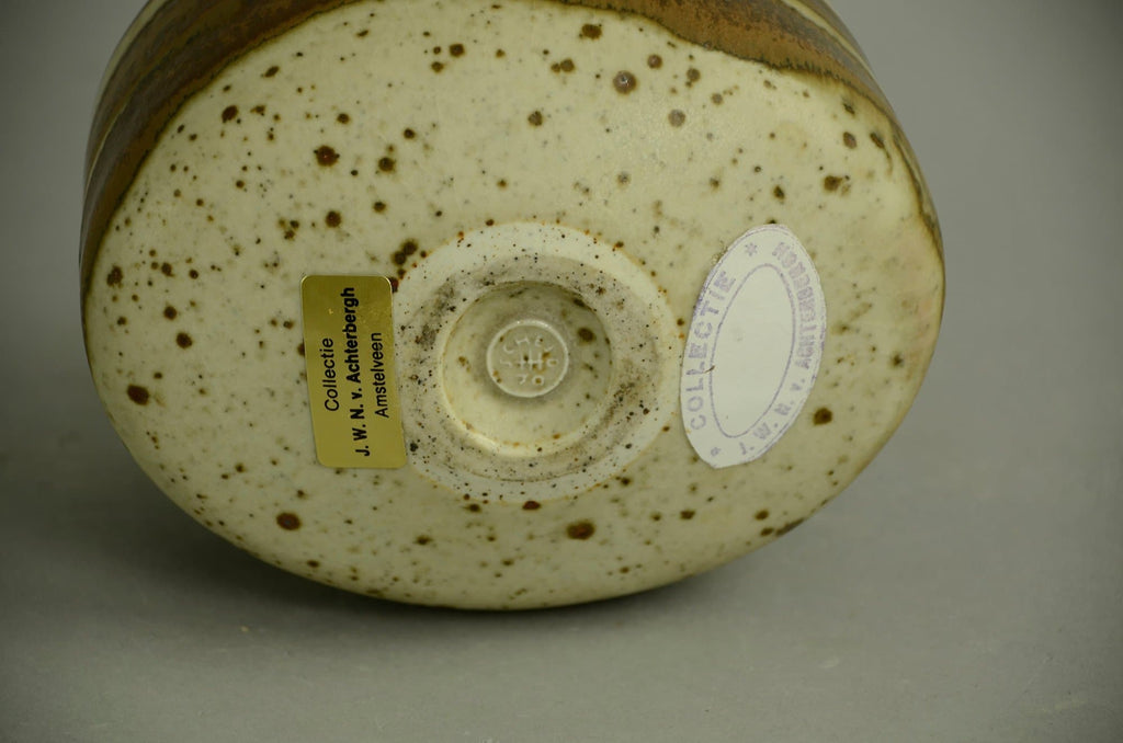 Unique stoneware oval teabowl by Karl Scheid N6887 - Freeforms