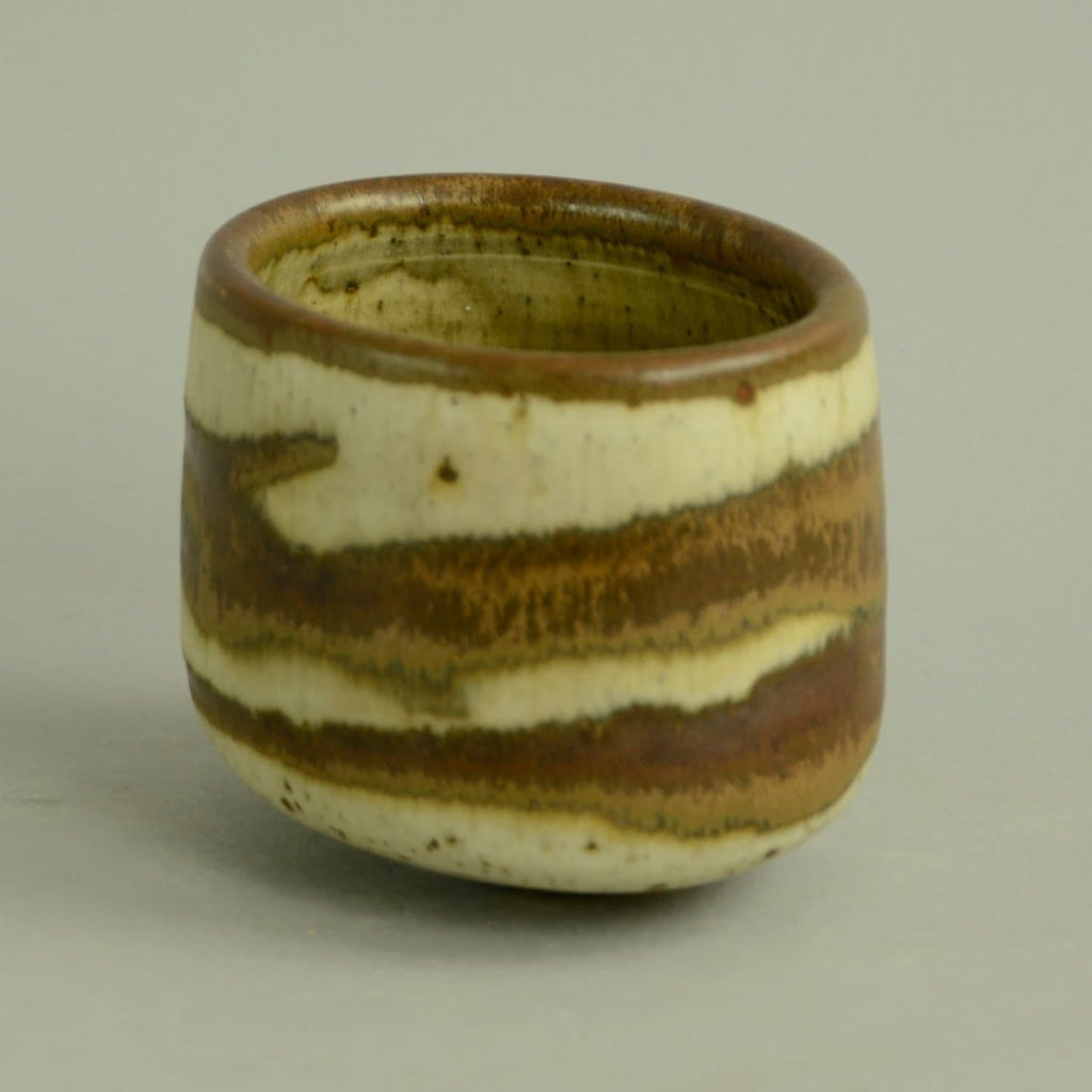 Unique stoneware oval teabowl by Karl Scheid N6887 - Freeforms