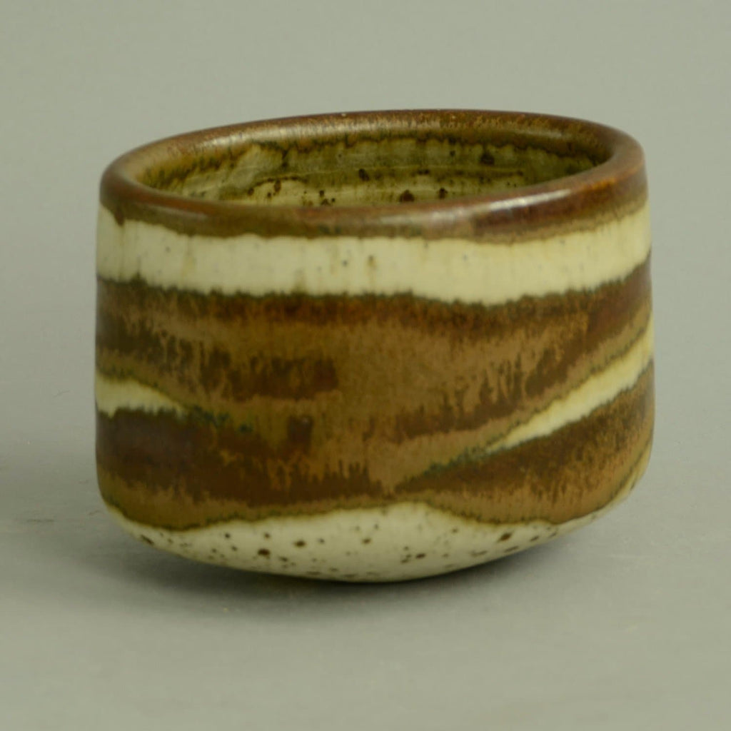 Unique stoneware oval teabowl by Karl Scheid N6887 - Freeforms