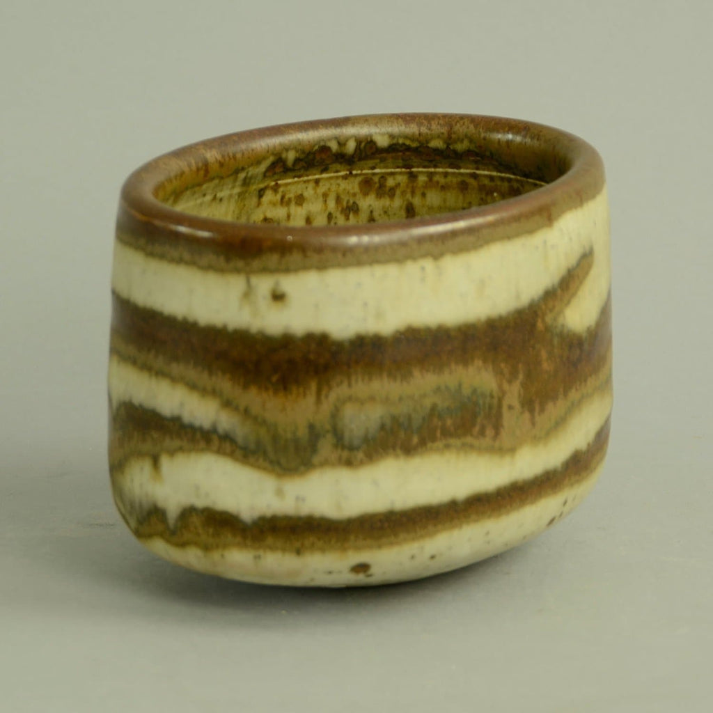 Unique stoneware oval teabowl by Karl Scheid N6887 - Freeforms