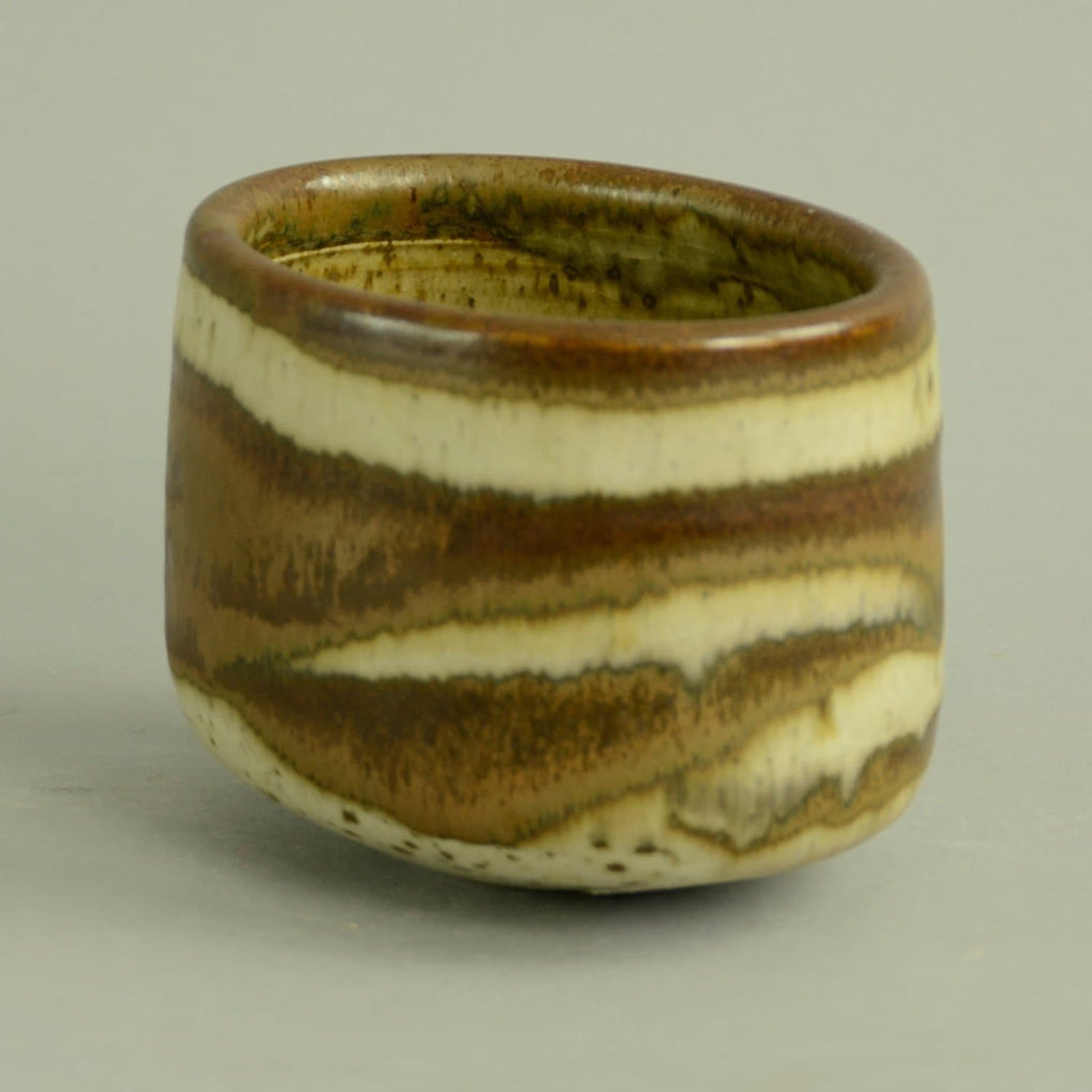 Unique stoneware oval teabowl by Karl Scheid N6887 - Freeforms