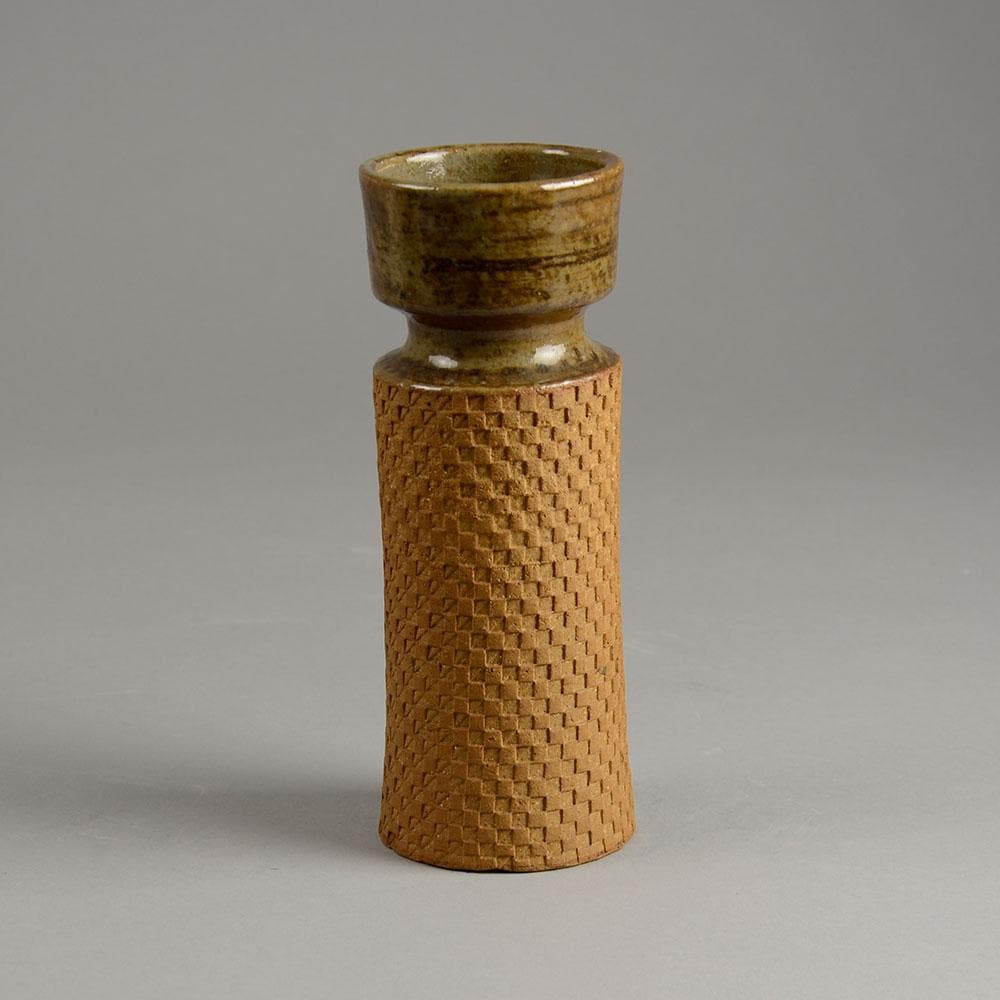 Unique stoneware partially glazed vase by Stig Lindberg D6375 - Freeforms