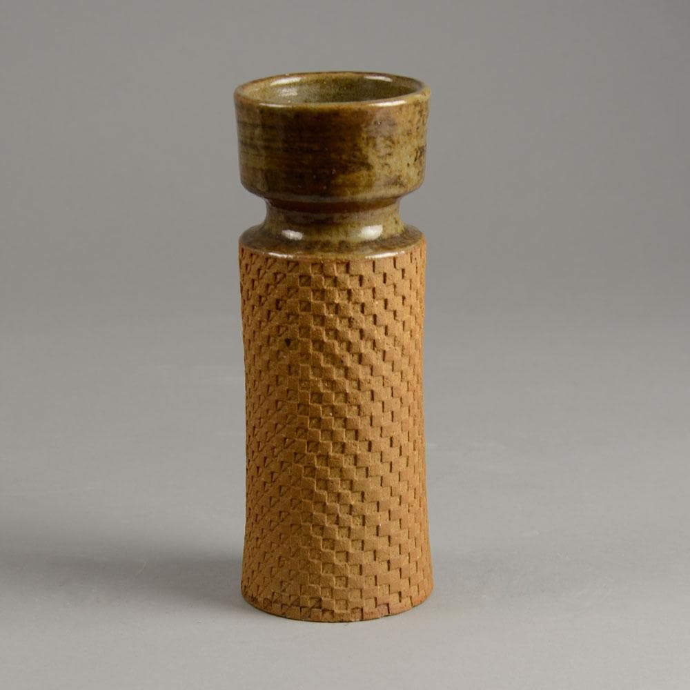 Unique stoneware partially glazed vase by Stig Lindberg D6375 - Freeforms