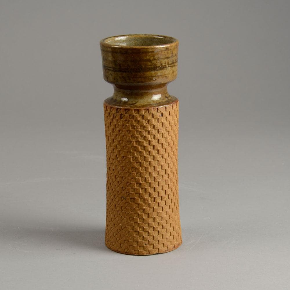 Unique stoneware partially glazed vase by Stig Lindberg D6375 - Freeforms