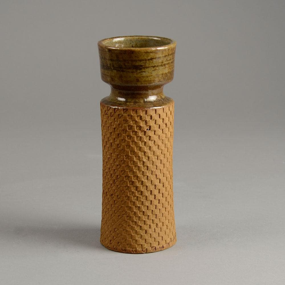 Unique stoneware partially glazed vase by Stig Lindberg D6375 - Freeforms