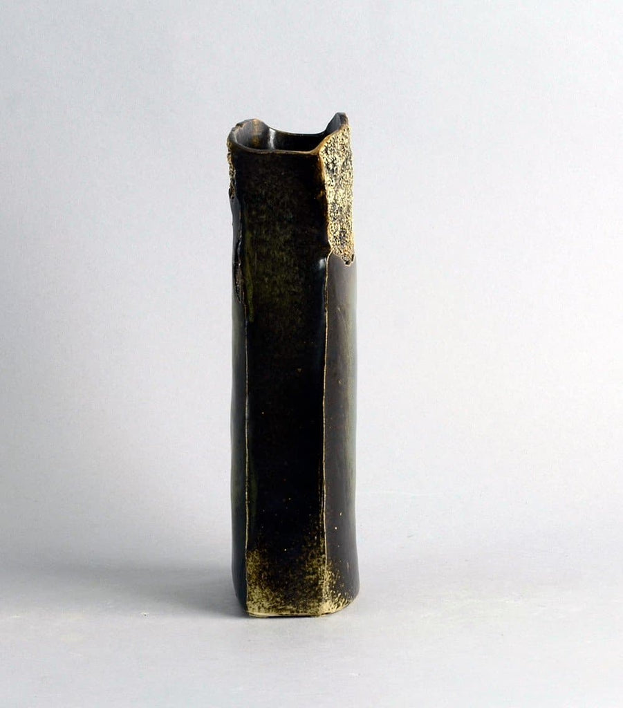 Unique stoneware rectangular vase by Elisabeth Schaffer B3956 - Freeforms