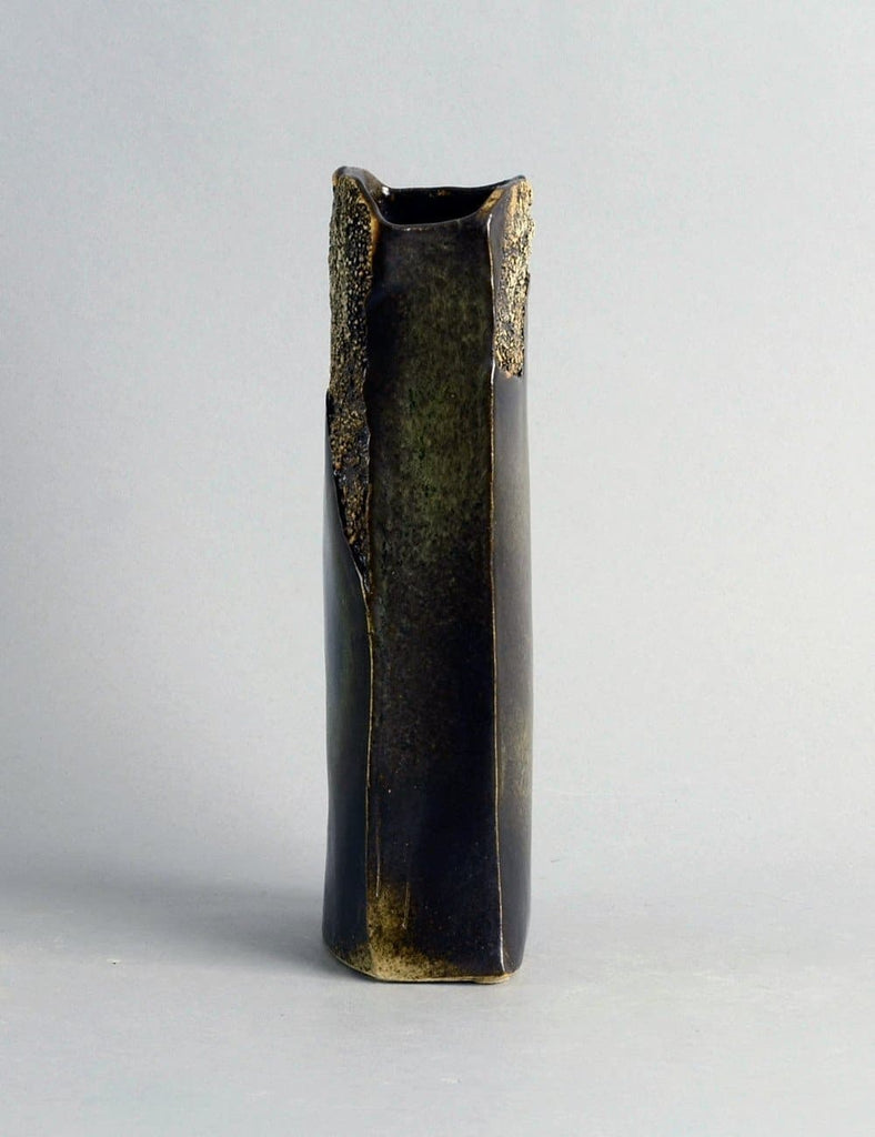 Unique stoneware rectangular vase by Elisabeth Schaffer B3956 - Freeforms