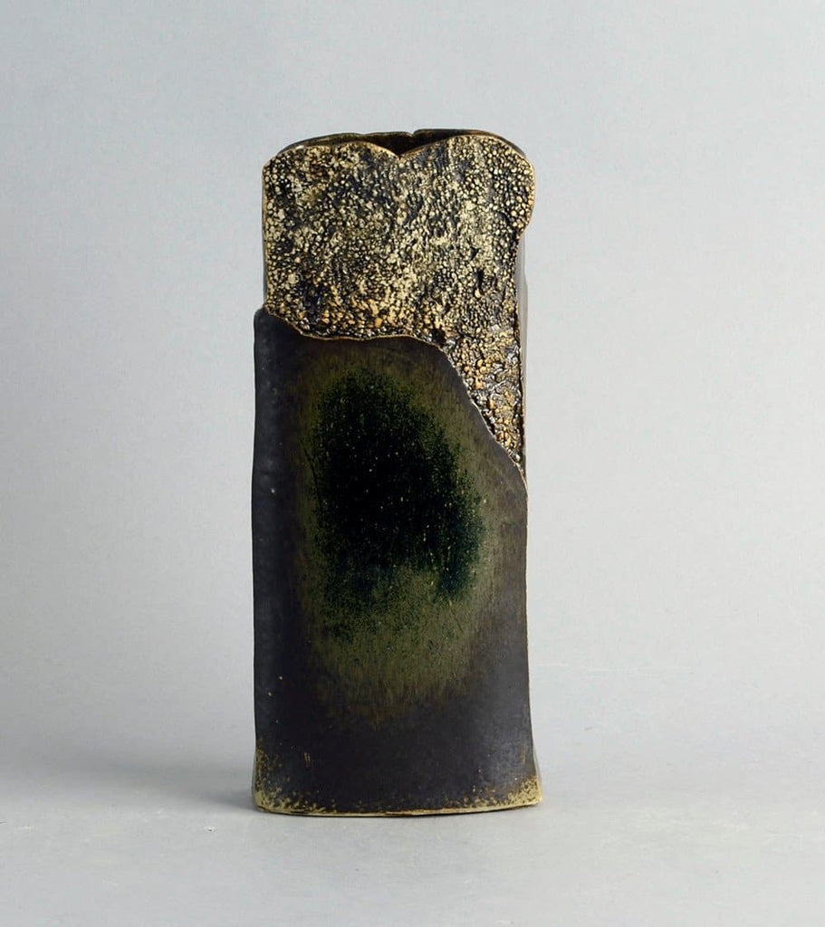 Unique stoneware rectangular vase by Elisabeth Schaffer B3956 - Freeforms