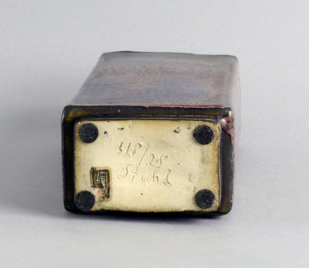 Unique stoneware rectangular vase by Wendelin Stahl B3960 - Freeforms