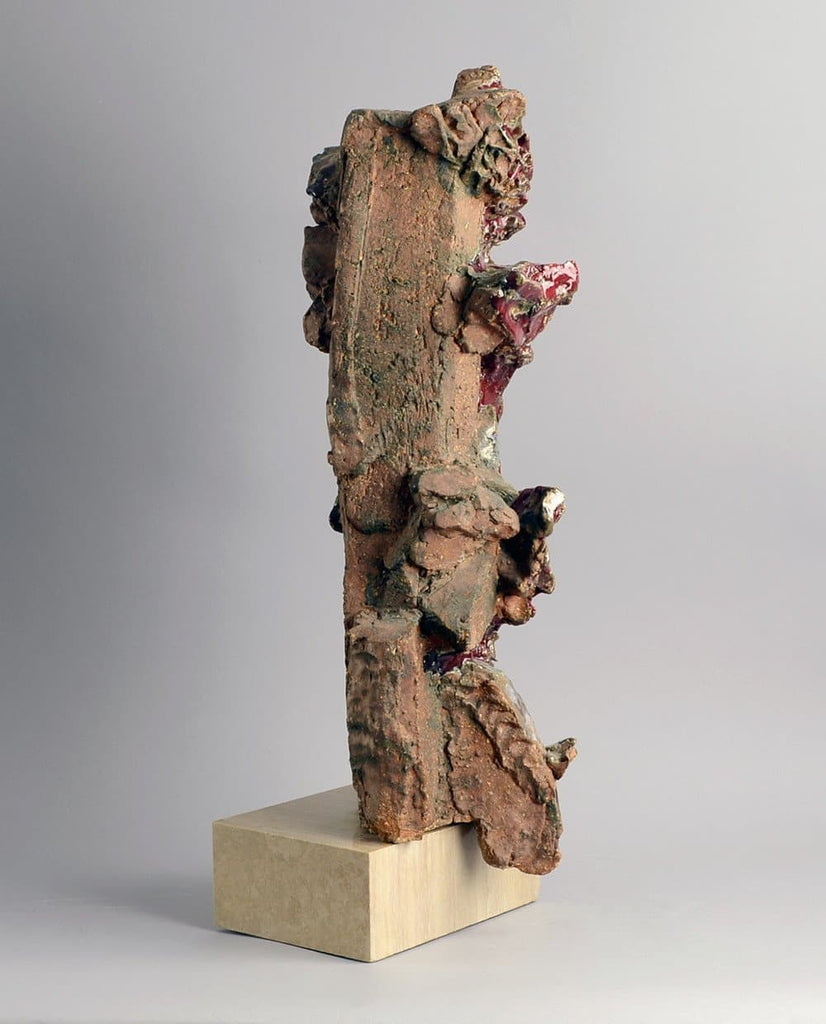 Unique stoneware sculpture with glossy red glaze by Hertha Hillfon B3424 - Freeforms