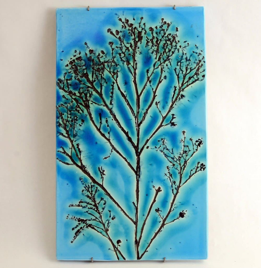 Unique stoneware tile by Toini Muona N8305 - Freeforms
