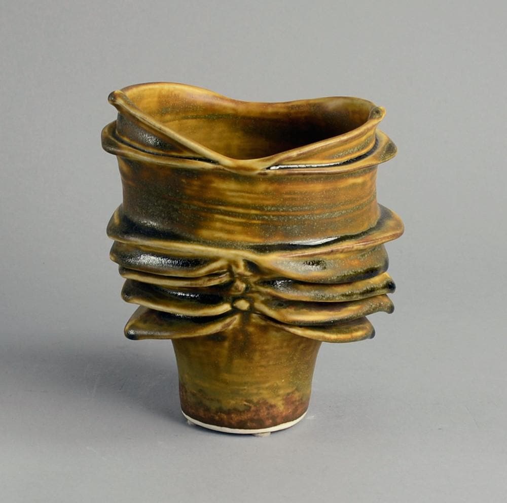 Unique stoneware vase by Brigitte Schuller B3387 - Freeforms