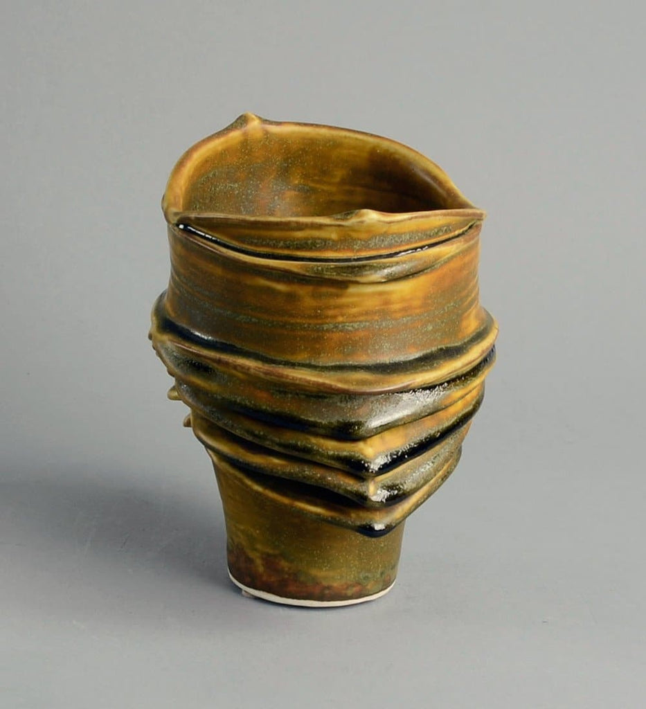 Unique stoneware vase by Brigitte Schuller B3387 - Freeforms