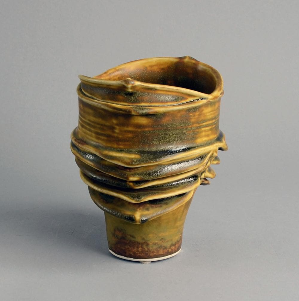 Unique stoneware vase by Brigitte Schuller B3387 - Freeforms