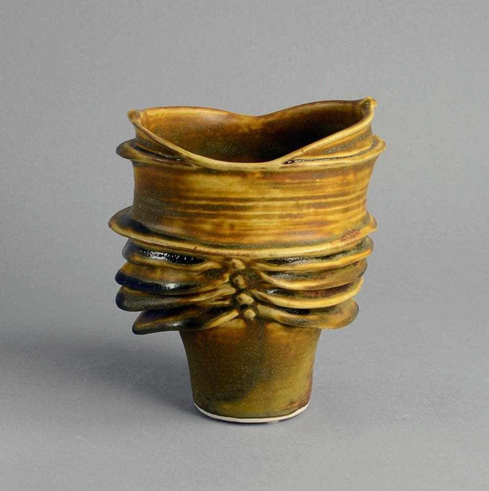 Unique stoneware vase by Brigitte Schuller B3387 - Freeforms