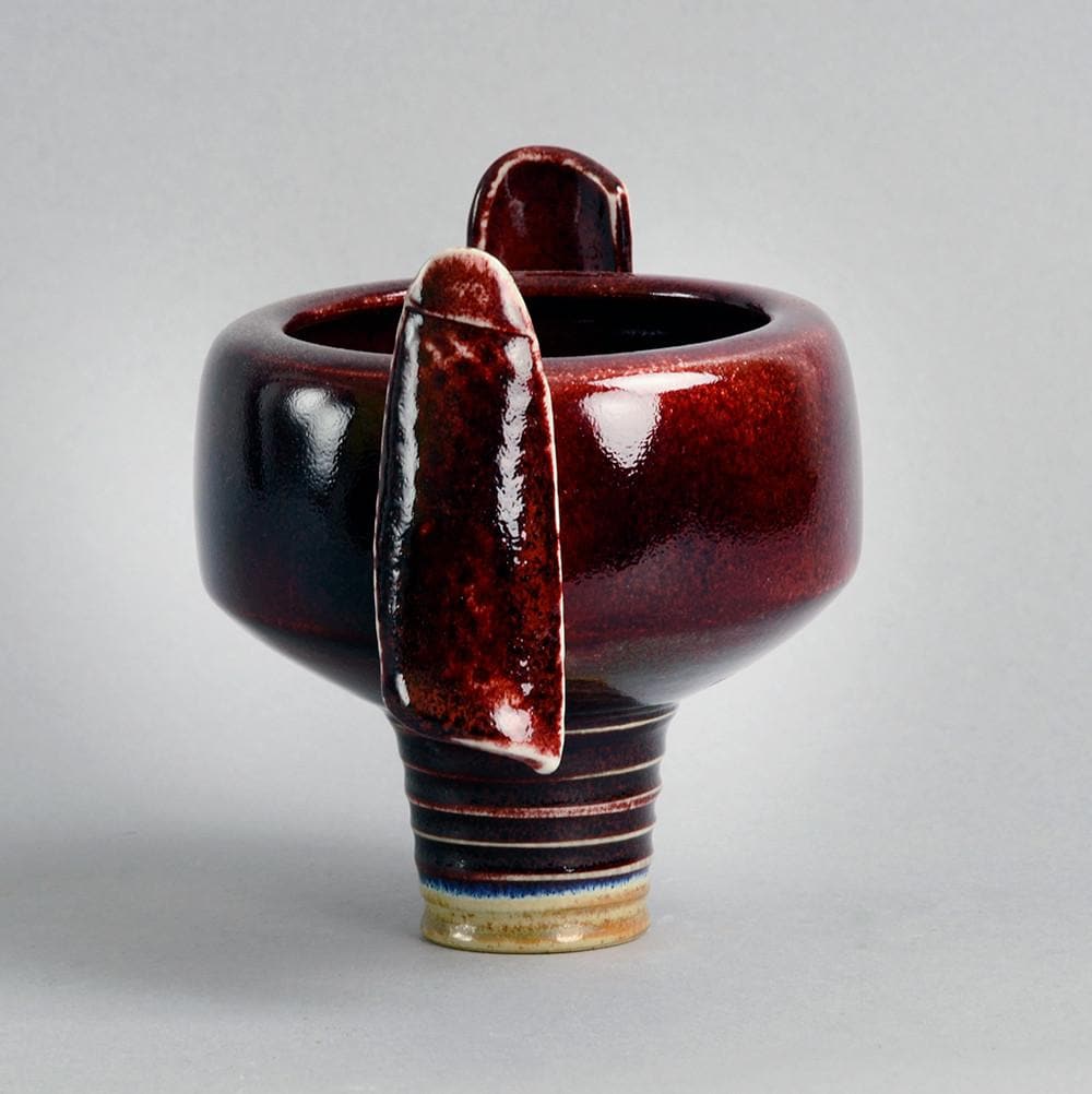 Unique stoneware vase with attached wing-like handles by Johan Broekema B3459 - Freeforms