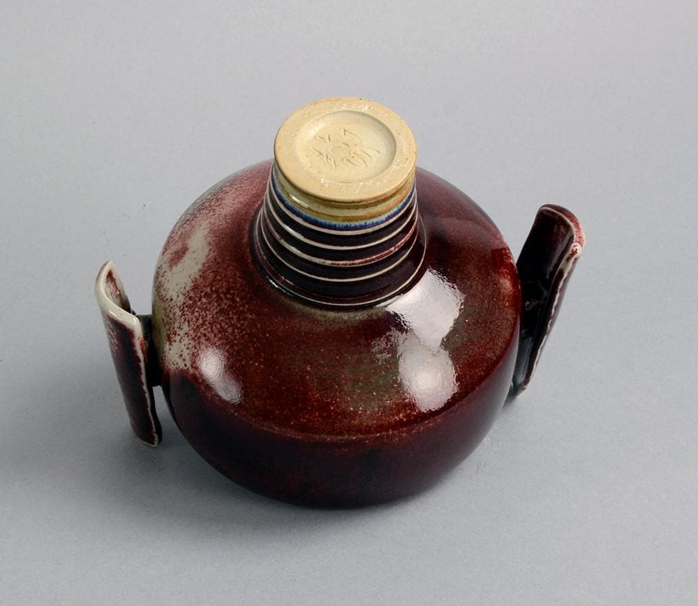 Unique stoneware vase with attached wing-like handles by Johan Broekema B3459 - Freeforms