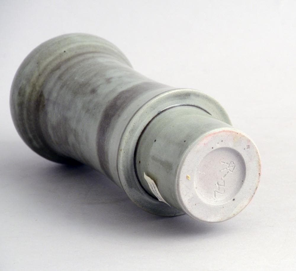 Unique stoneware vase with glossy gray glaze by Reinhold Rieckmann N9093 - Freeforms