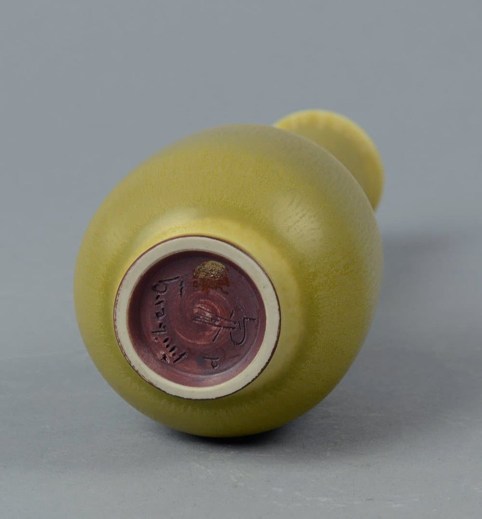 Unique stoneware vase with yellow haresfur glaze by Berndt Friberg A1277 - Freeforms