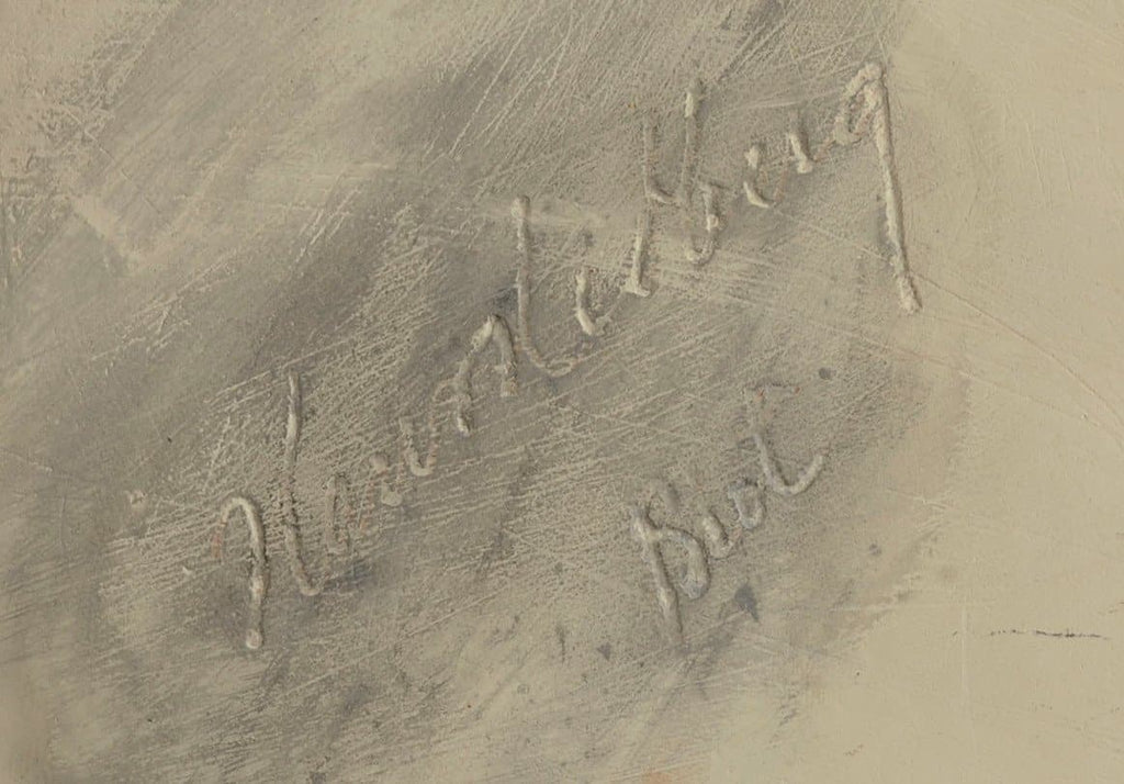 Unique tin-glazed fajance plaque with fish by Hans Hedberg A1393 - Freeforms