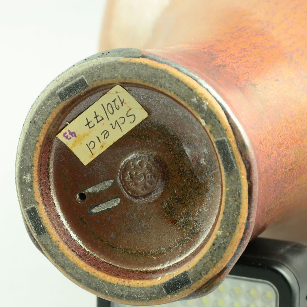 Ursula Scheid Tall flaring vase with glossy reddish brown glaze D6123 - Freeforms