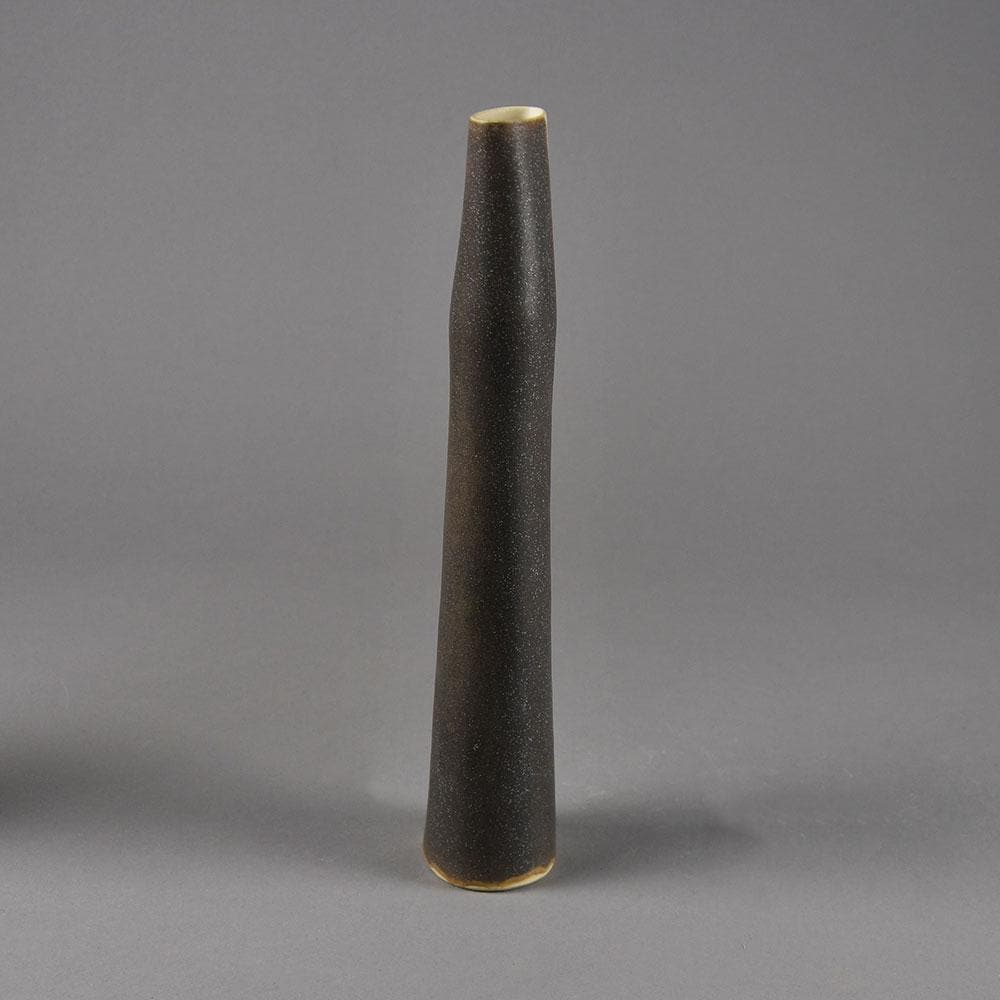 Val Barry, UK, elongated stoneware vessel with brown glaze F8319 - Freeforms
