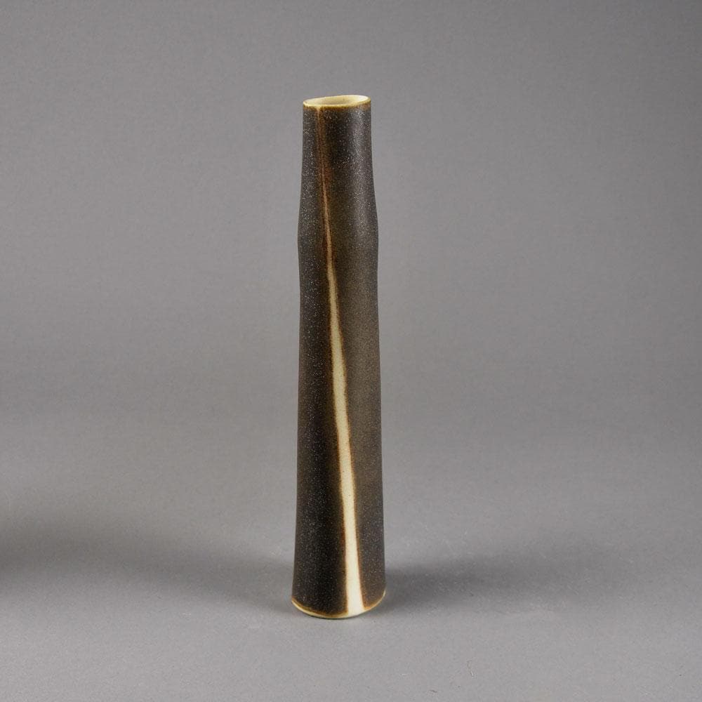 Val Barry, UK, elongated stoneware vessel with brown glaze F8319 - Freeforms