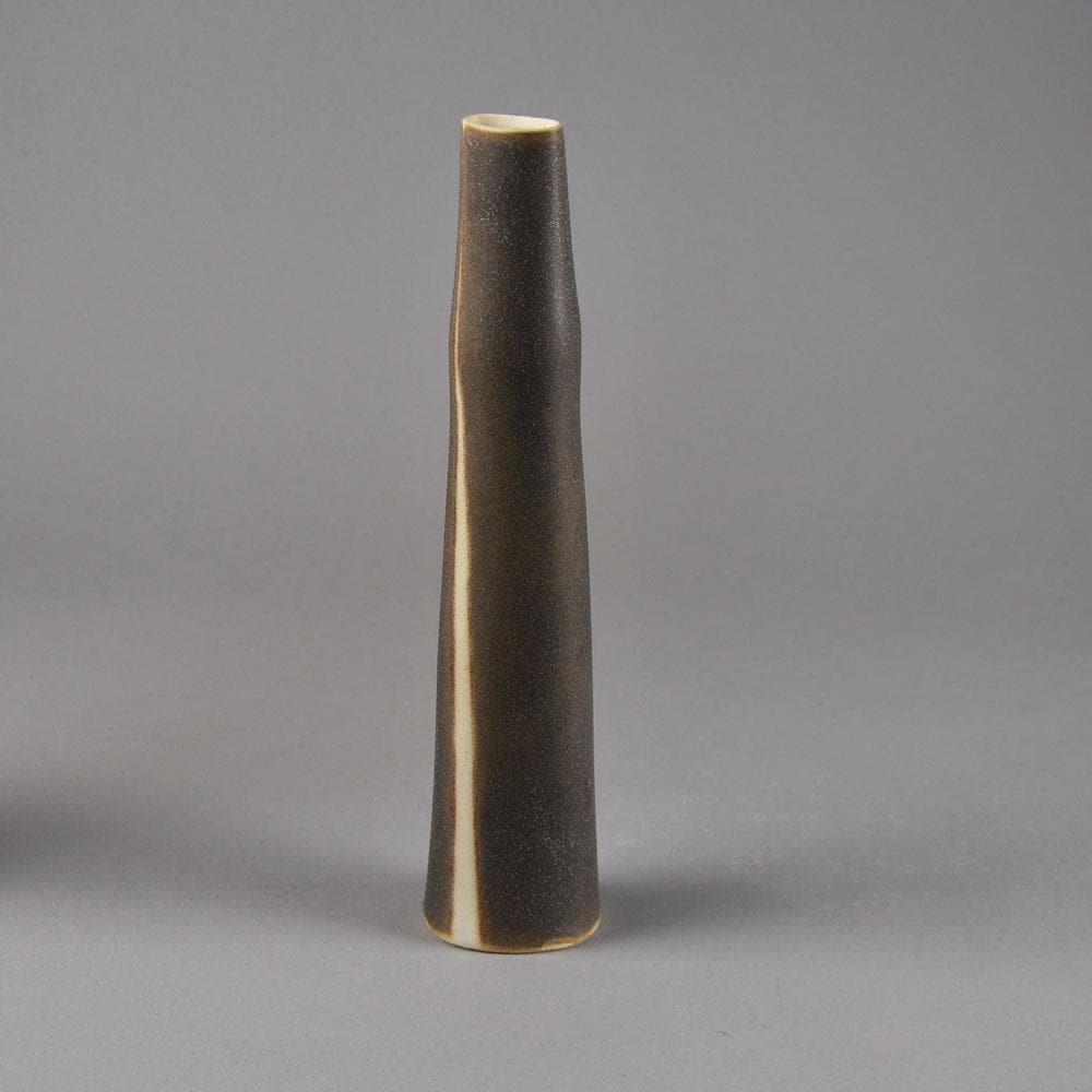 Val Barry, UK, elongated stoneware vessel with brown glaze F8319 - Freeforms