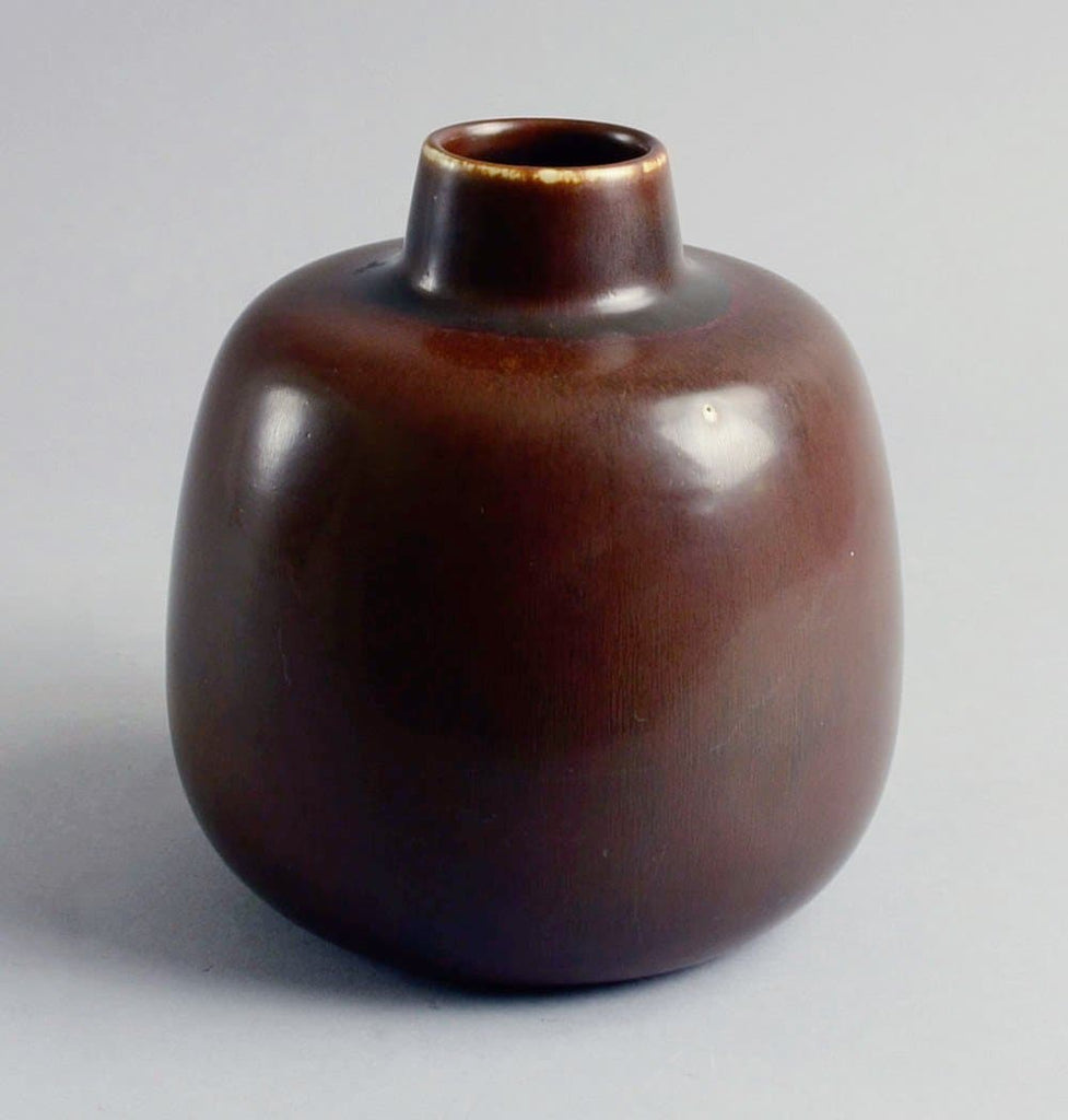 Vase with brown haresfur glaze by Carl Harry Stalhane A1565 - Freeforms