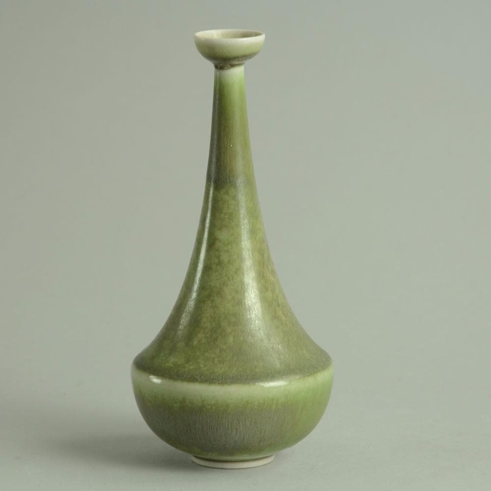 Vase with matte olive green haresfur glaze by Gunnar Nylund A1890 - Freeforms