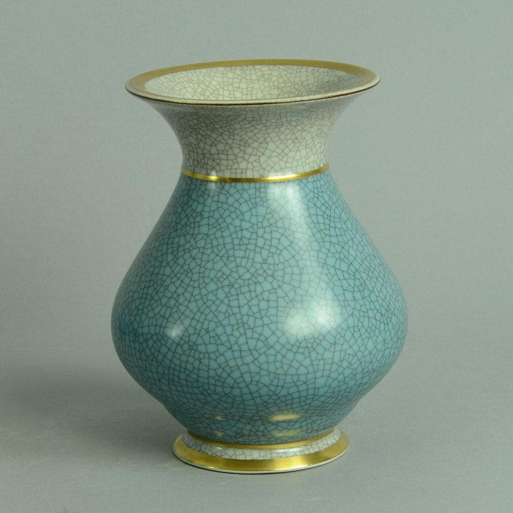 Vase with pale blue crackle glaze N9396 - Freeforms