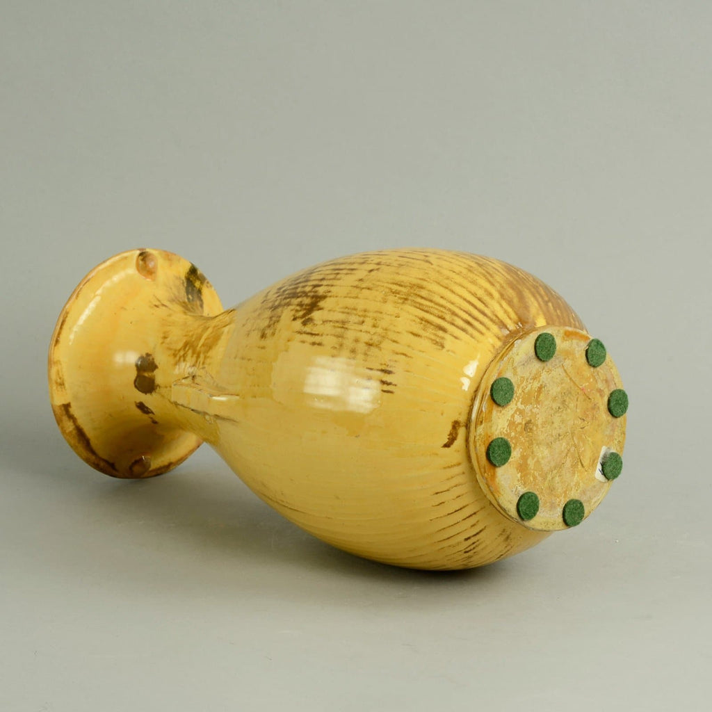 Vase with yellow and brown glossy glaze by Svend Hammershoj C5113 - Freeforms