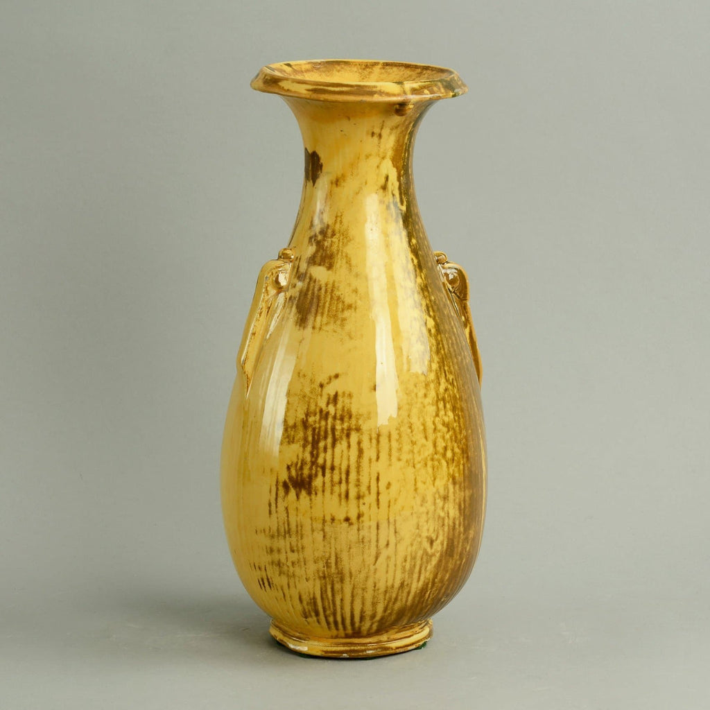 Vase with yellow and brown glossy glaze by Svend Hammershoj C5113 - Freeforms