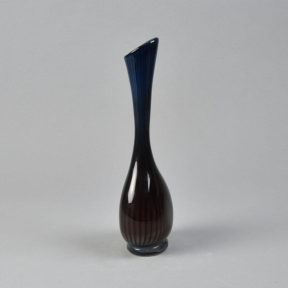 Vicke Lindstrand for Kosta "Colora" blue and brown glass vase N3550 - Freeforms