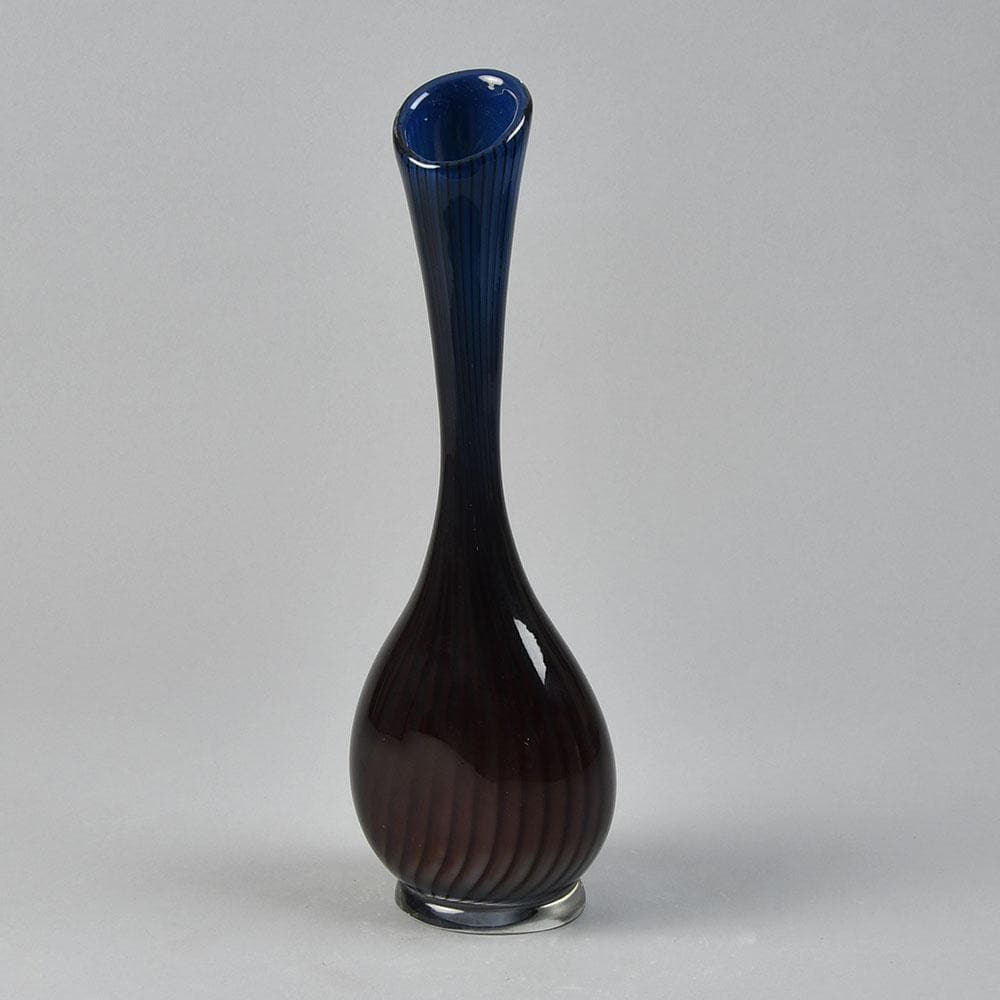 Vicke Lindstrand for Kosta "Colora" blue and brown glass vase N3550 - Freeforms