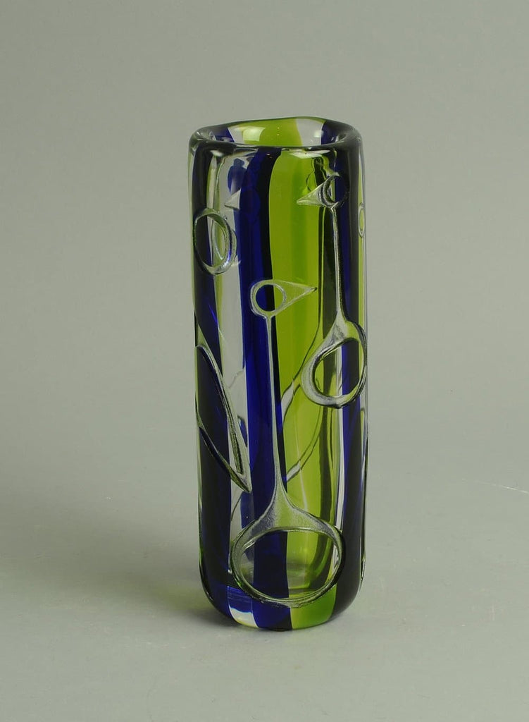 Vicke Lindstrand for Kosta Green glass vase N6442 - Freeforms